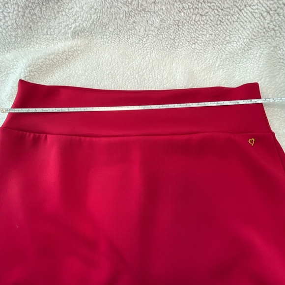 Thalia Sodi Deep Rose Red Skirt with Windowpane & Mesh Detail at Bottom - Picture 7 of 10